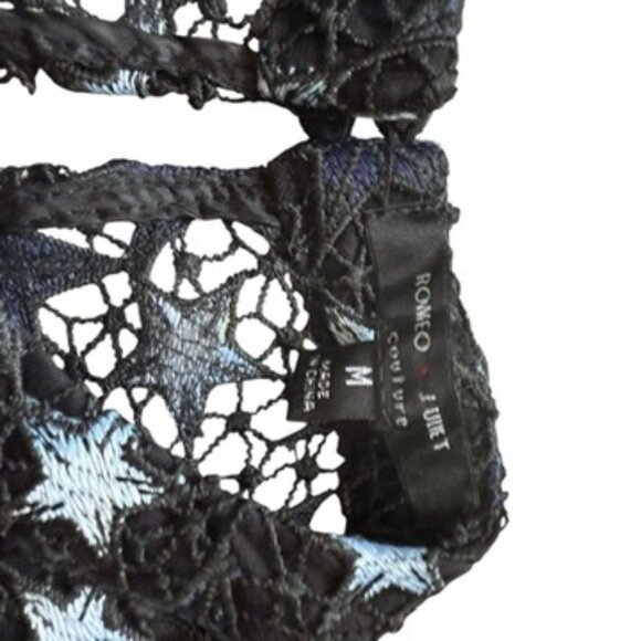 Romeo + Juliet Couture Navy Blue Black Stars Embroidered Sheath Dress M medium - Picture 9 of 9